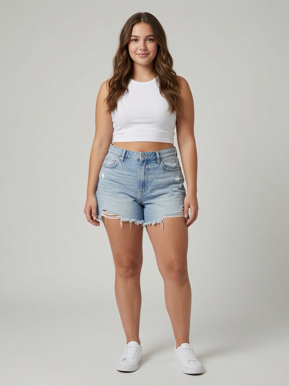YMI Light Wash Distressed Denim Shorts